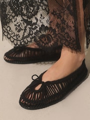 Black Forever Comfort® Round Toe Rope Ballet Flats - Image 5 of 5