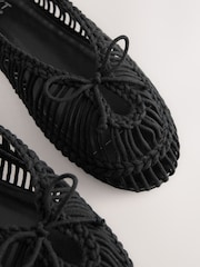 Black Forever Comfort® Round Toe Rope Ballet Flats - Image 9 of 9