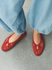 Red Forever Comfort® Round Toe Rope Ballet Flats - Image 1 of 5