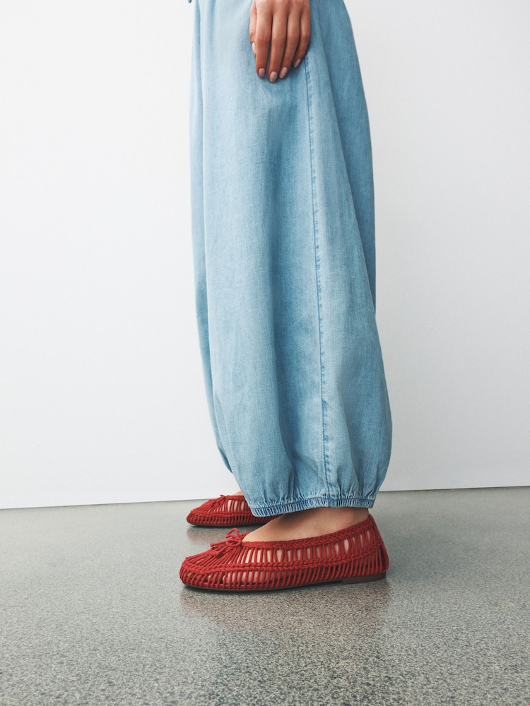 Red Forever Comfort® Round Toe Rope Ballet Flats - Image 2 of 5