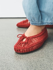 Red Forever Comfort® Round Toe Rope Ballet Flats - Image 3 of 5