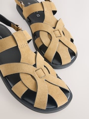 Tan Brown Forever Comfort® Leather Fisherman Flats - Image 10 of 13