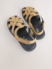 Tan Brown Forever Comfort® Leather Fisherman Flats - Image 11 of 13