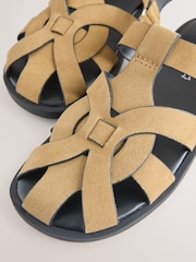 Tan Brown Forever Comfort® Leather Fisherman Flats - Image 12 of 13