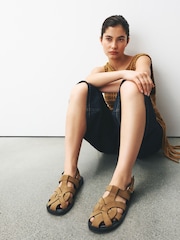 Tan Brown Forever Comfort® Leather Fisherman Flats - Image 2 of 13