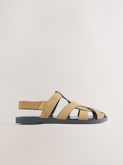 Tan Brown Forever Comfort® Leather Fisherman Flats - Image 9 of 13