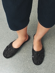 Black Forever Comfort® Mesh Embroidery Mules - Image 2 of 10