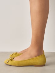 黃色 - Forever Comfort® Round Toe Suede Ballet Flats - 圖片 3/7