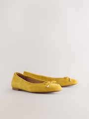 黃色 - Forever Comfort® Round Toe Suede Ballet Flats - 圖片 4/7