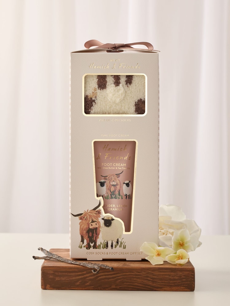 Hamish The Highland Cow Foot Cream and Cosy Sock Gift Set - Image 2 of 3