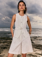 Friends Like These White Broderie Bermuda Shorts - Image 2 of 4