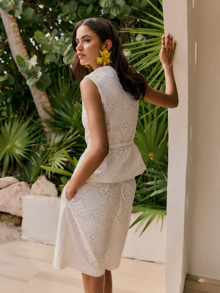 Friends Like These White Broderie Bermuda Shorts - Image 4 of 4