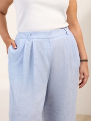 Friends Like These Blue Curve Linen Look Wide Leg Trousers - Image 2 of 4