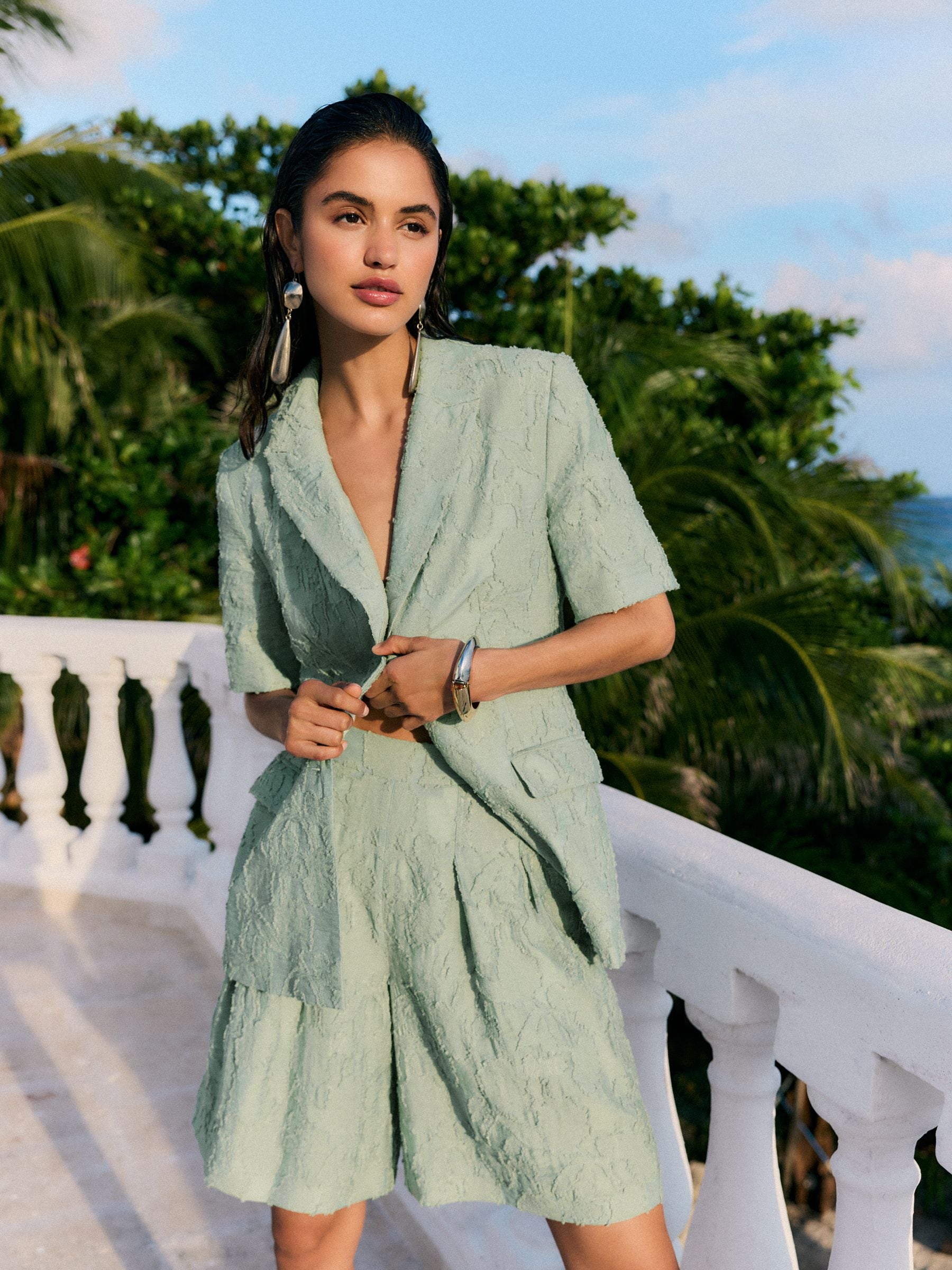 Buy Friends Like These Pistachio Green Petite Floral Burnout