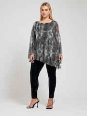 Yours Curve Grey Long Sleeve Asymmetrical Blouse - Image 1 of 6