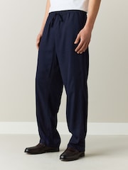 أزرق داكن - Essential Elasticated Waist Trousers With Linen - صورة 1 من 9