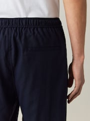 أزرق داكن - Essential Elasticated Waist Trousers With Linen - صورة 6 من 9