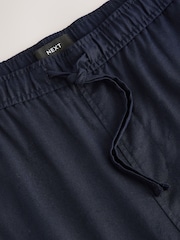 أزرق داكن - Essential Elasticated Waist Trousers With Linen - صورة 8 من 9