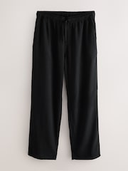 Black Relaxed Fit Essential Elasticated Waist Trousers With Linen - Image 6 of 8