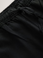 أسود - Essential Elasticated Waist Trousers With Linen - صورة 6 من 7