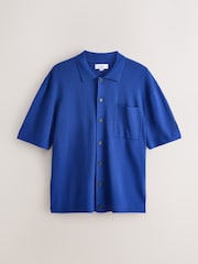 Blue Relaxed Fit Ultrasoft Smart Knitted Shirt - Image 1 of 3