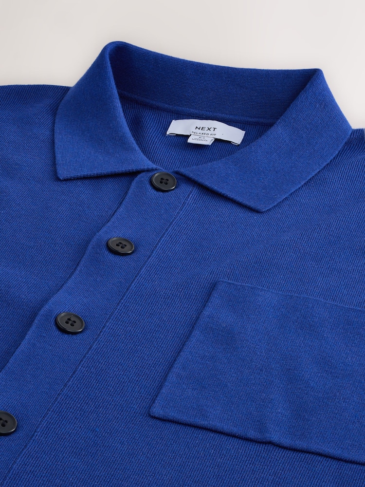 Blue Relaxed Fit Ultrasoft Smart Knitted Shirt - Image 2 of 3