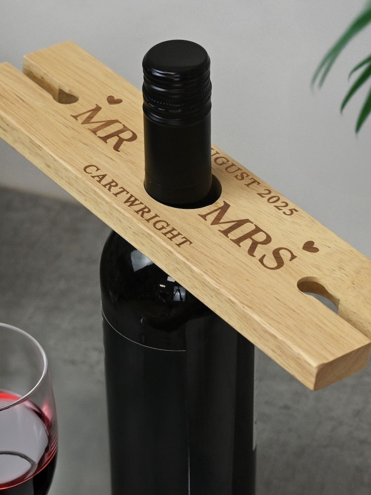 Personalised Wedding Wine Glass & Bottle Holder by PMC - Image 4 of 4