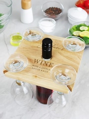 Personalised 4 Wine Glass Holder & Bottle Holder Set by PMC - Image 2 of 4