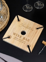 Personalised 4 Wine Glass Holder & Bottle Holder Set by PMC - Image 3 of 4
