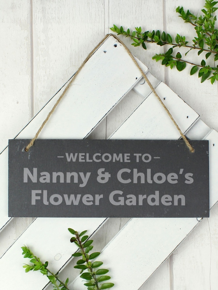 Personalised Garden Hanging Slate Plaque by PMC - Image 2 of 3