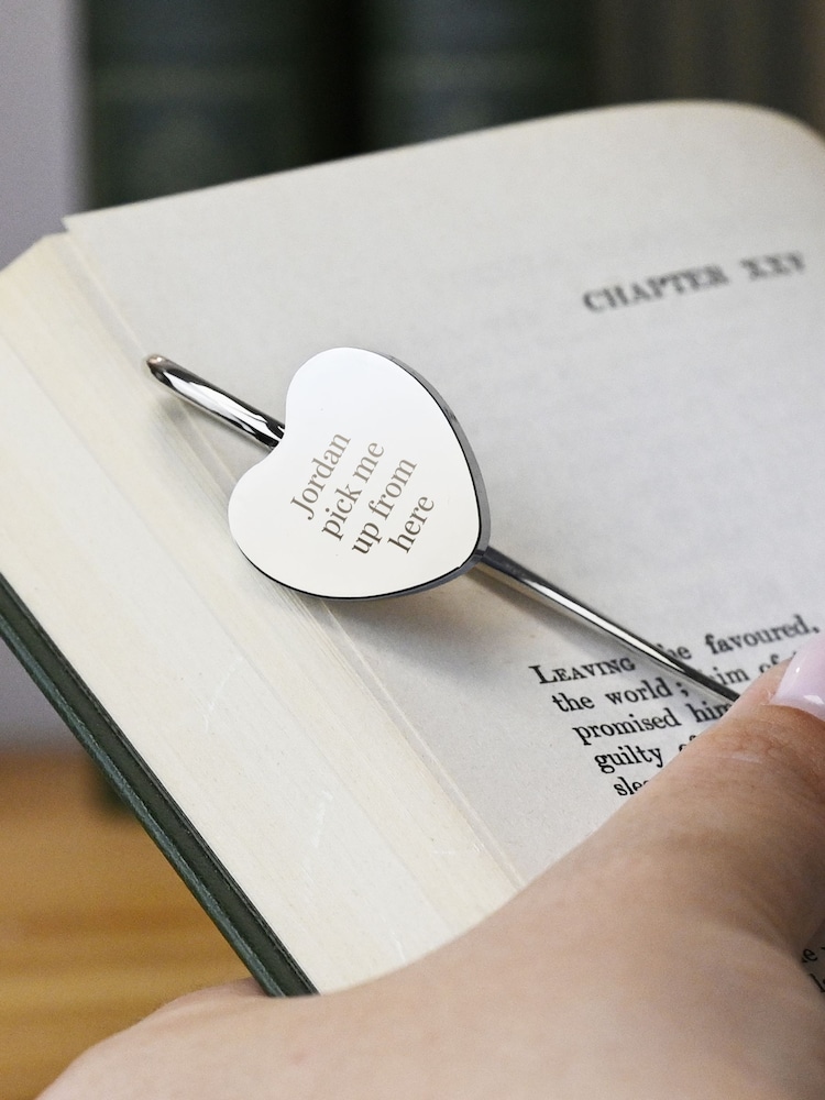 Personalised Silver Heart Bookmark by PMC - Image 1 of 4