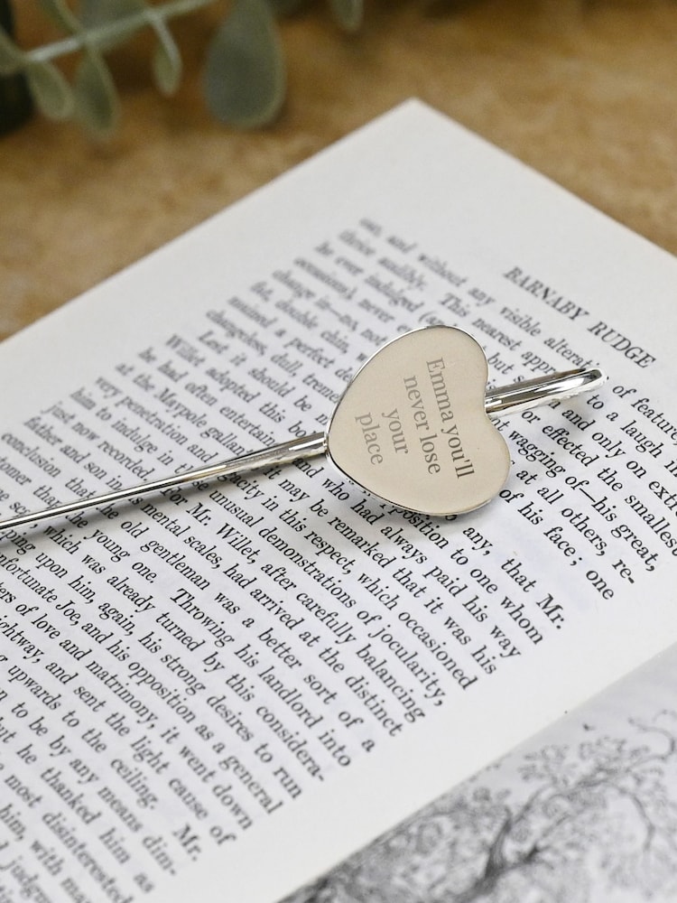 Personalised Silver Heart Bookmark by PMC - Image 2 of 4