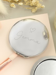 Personalised Silver Heart Compact Mirror by PMC - Image 1 of 3