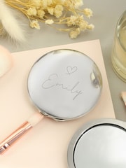 Personalised Silver Heart Compact Mirror by PMC - Image 2 of 3
