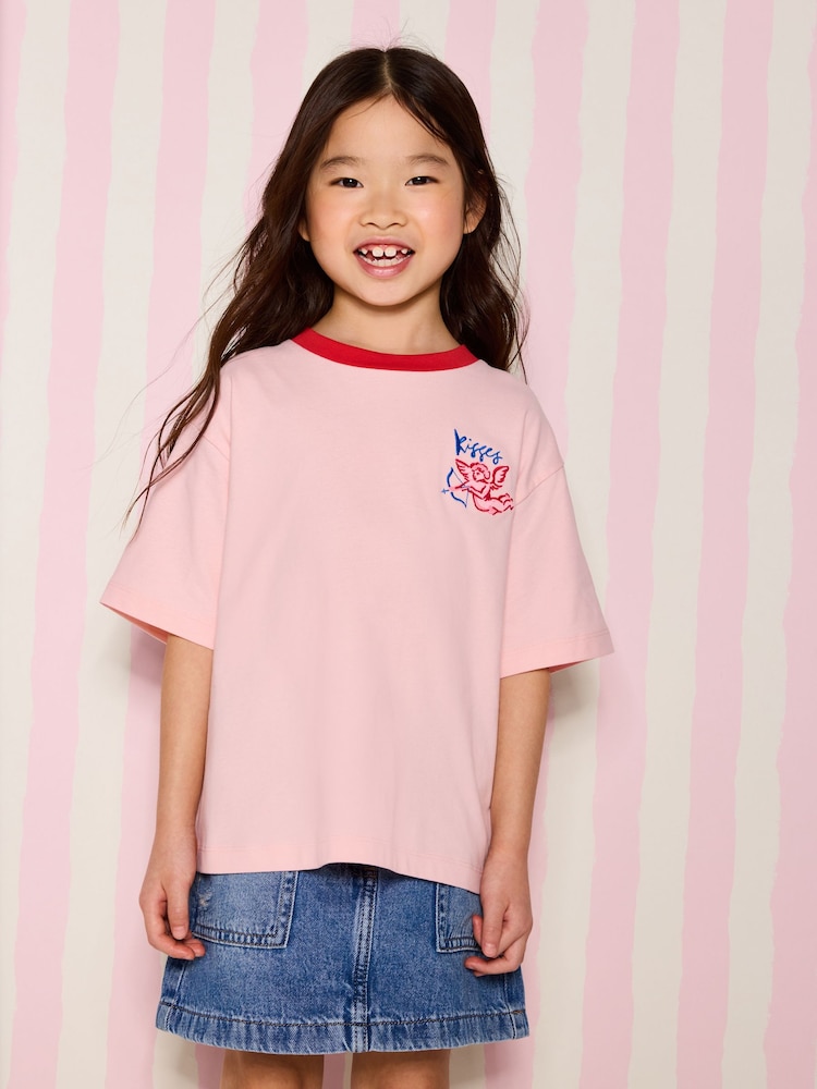 Eleanor Bowmer Pink Boucle Love Graphic T-Shirt - Image 2 of 11