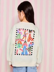 Eleanor Bowmer Cream Eleanor Bowmer Graphic Oversized Crew Neck Sweatshirt - Image 3 of 4