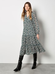 Apricot Green Evergreen Paisley Midi Dress - Image 2 of 5