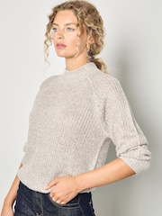 Apricot Cream Sequin Fisherman Knit Jumper - Image 1 of 4