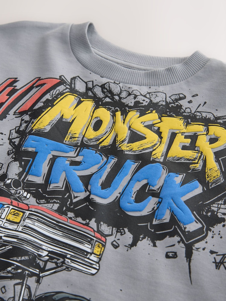 Grey Monster Truck Short Sleeve Graphic T-Shirt (3-16yrs) - Image 4 of 4