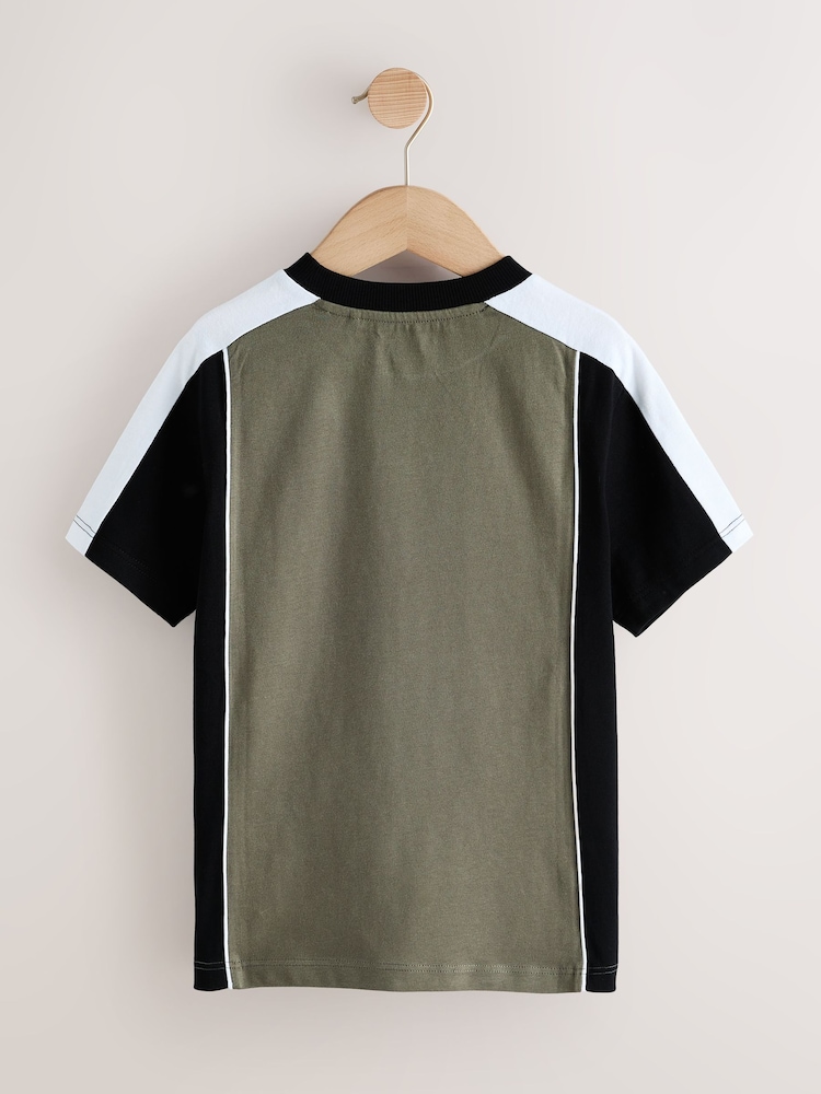 Khaki/White Sport Colourblock Short Sleeve T-Shirt (3-16yrs) - Image 2 of 4