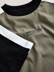 Khaki/White Sport Colourblock Short Sleeve T-Shirt (3-16yrs) - Image 3 of 4