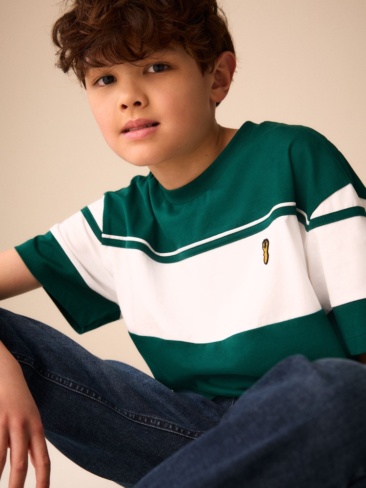 Green/White Colourblock Short Sleeve T-Shirt (3-16yrs) - Image 1 of 4