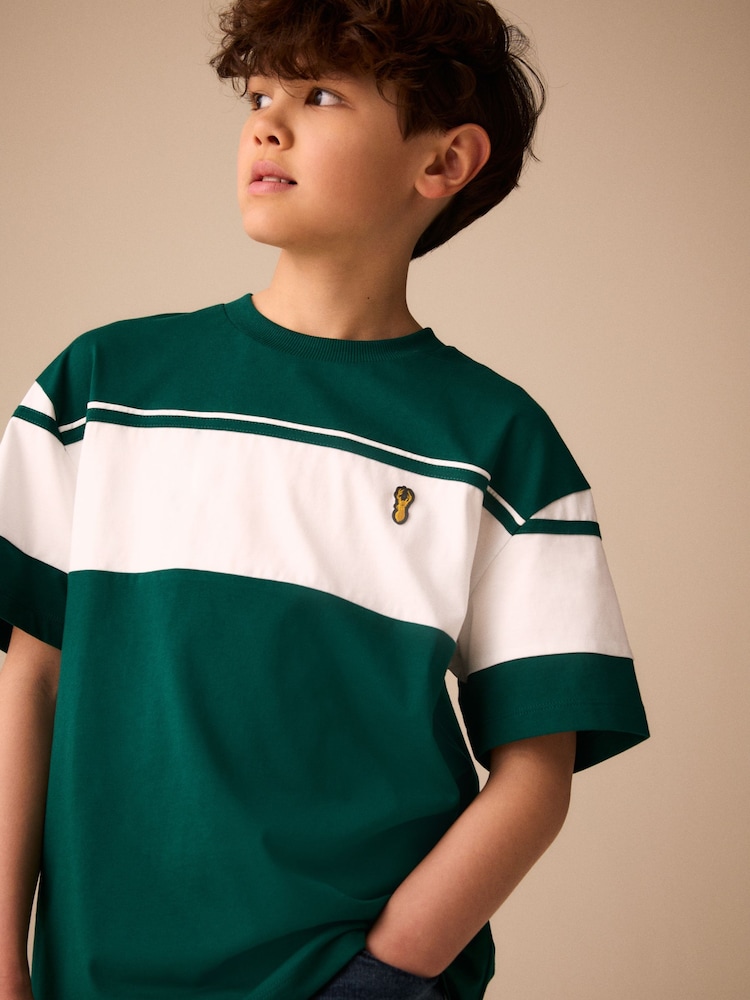 Green/White Colourblock Short Sleeve T-Shirt (3-16yrs) - Image 2 of 4