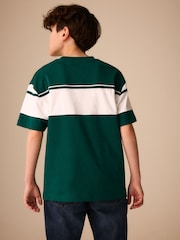 Green/White Colourblock Short Sleeve T-Shirt (3-16yrs) - Image 3 of 4
