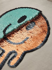 Cement Smile Sequin Regular Fit Short Sleeve Graphic Print T-Shirt (3-16yrs) - Image 8 of 9