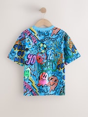 Синий с рисунком - Футболка свободного кроя с короткими рукавами и принтом (3-16лет) - Изображение 2 4