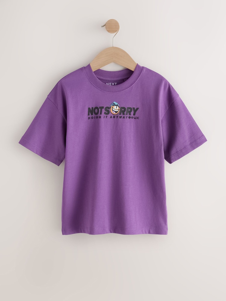 Purple Back Print Short Sleeve Graphic T-Shirt (3-16yrs) - Image 1 of 4 Purple Back Print Short Sleeve Graphic T-Shirt (3-16yrs) - Image 1 of 4