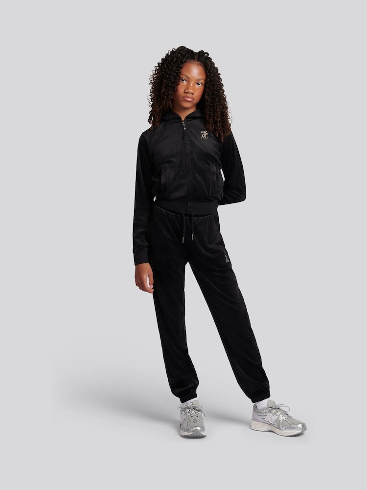 Juicy Couture Black Zip Through Hoodie and Relaxed Joggers Set - Image 1 of 12