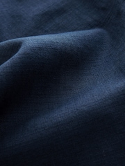 Indigo Blue Regular Tapered Fit Linen Rich Blend Textured Trousers With Elasticated Waist - Image 8 of 8