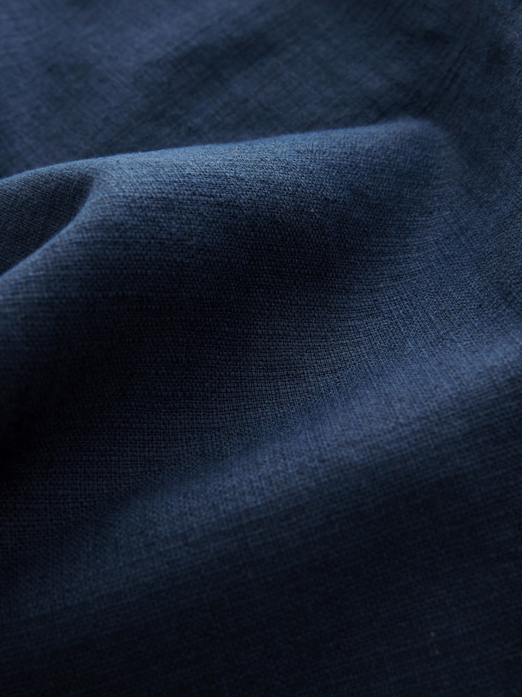 Indigo Blue Regular Tapered Fit Linen Rich Blend Textured Trousers With Elasticated Waist - Image 8 of 8